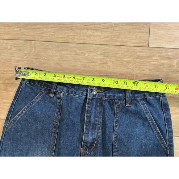 Social Collision Womens Denim Midi Skirt Blue Cargo Pockets Size SM - Picture 4 of 7